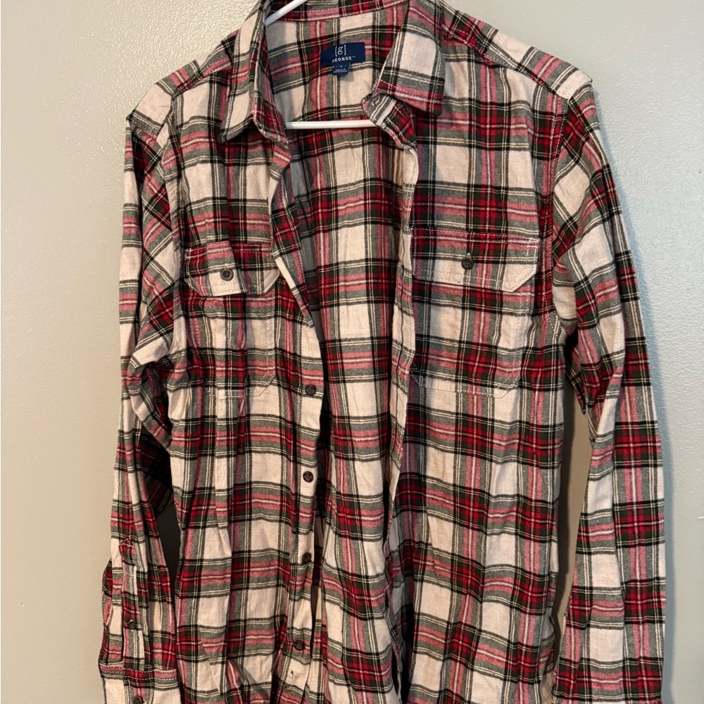 George Men's Red Plaid Shirt